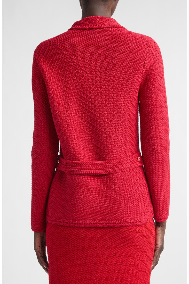 Cotton Blend Mixed Stitch Sweater Jacket, Alternate, color, SCARLET