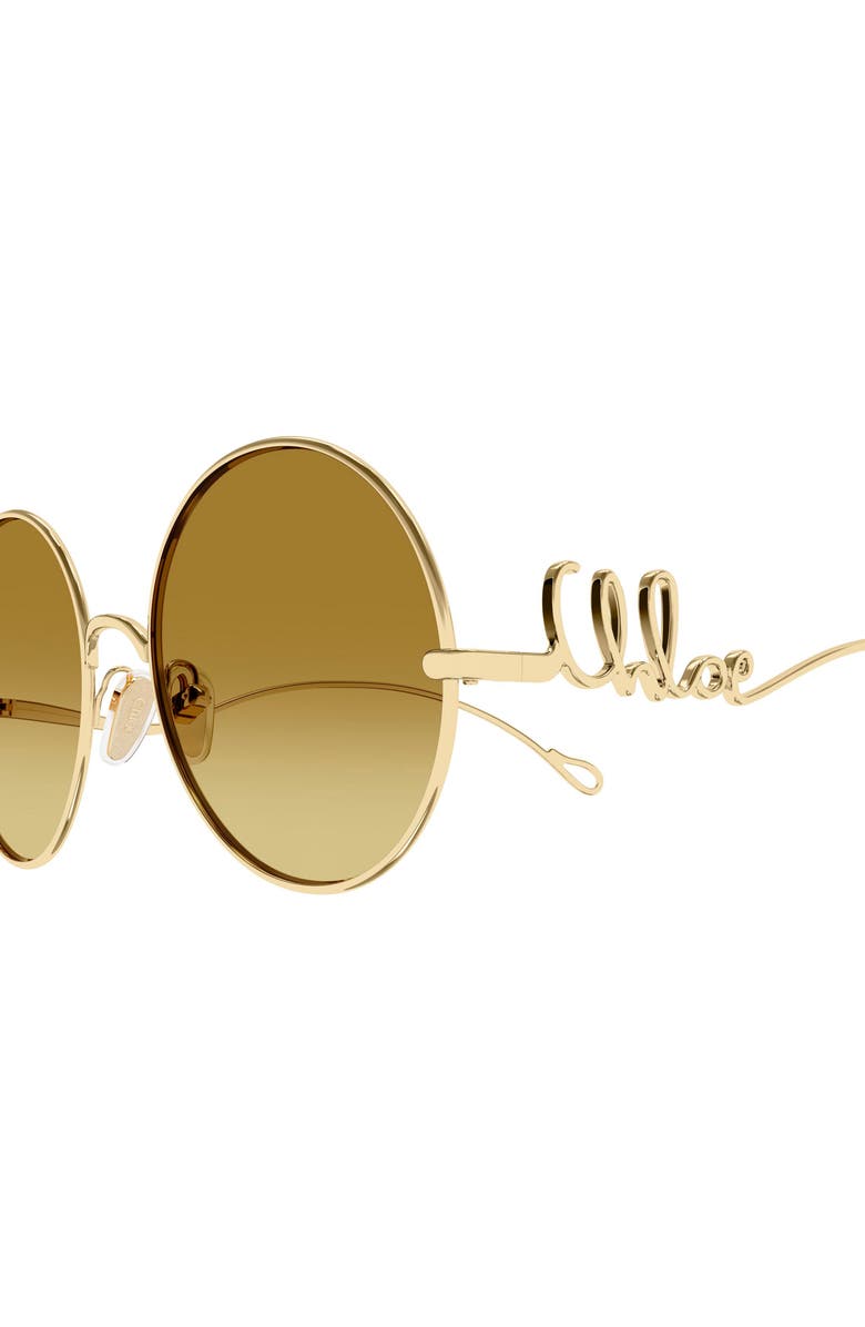 Chloé 56mm Gradient Round Sunglasses, Alternate, color, Gold