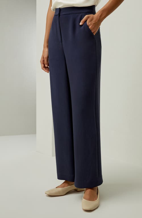 Lilysilk Silk Wide Leg Tailored Pant With Mid Rise In Royal Blue