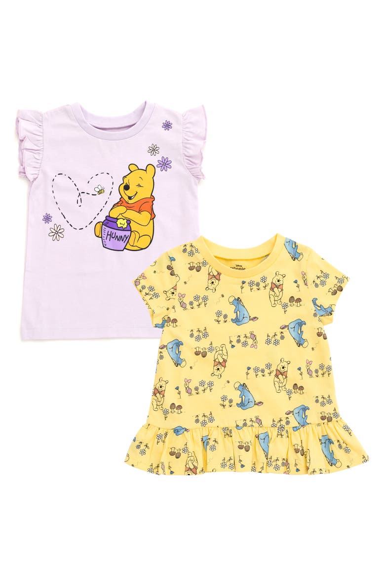 Winnie the Pooh 2-Pack Short Sleeve T-Shirts, Main, color, Pooh Lavender Yellow