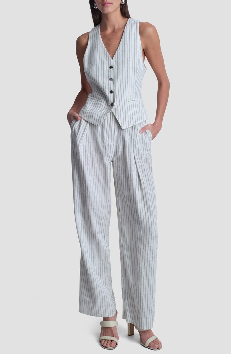 DKNY Stripe Linen Blend Vest, Alternate, color, 