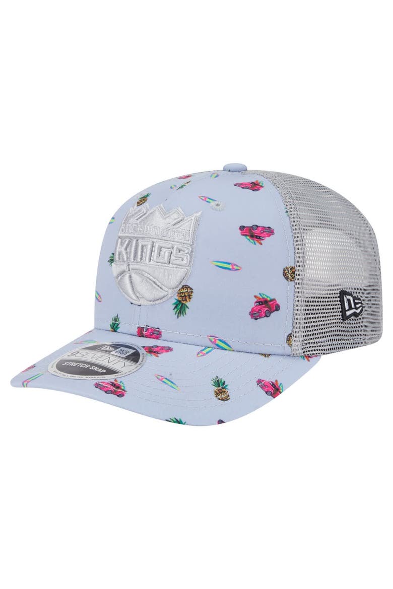 Men's New Era Light Blue/Gray Sacramento Kings Adventure Aloha Pattern 9SEVENTY Stretch-Snap Hat, Main, color, Light Blue