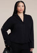 ELOQUII Button Sleeve Top