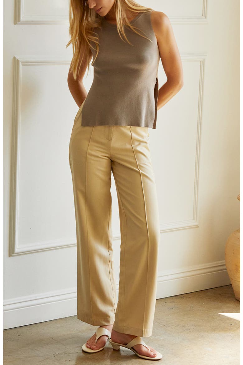 Pleated Trousers, Alternate, color, Custard