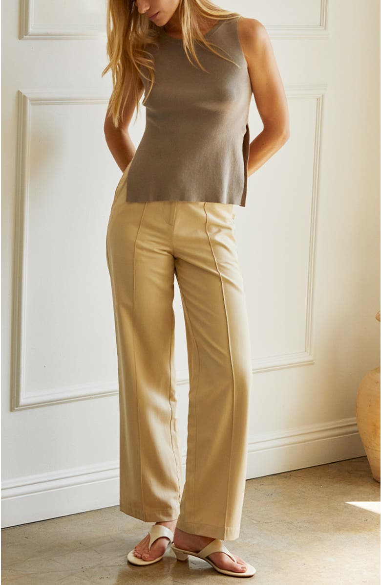 CRESCENT Pleated Trousers, Alternate, color, Custard