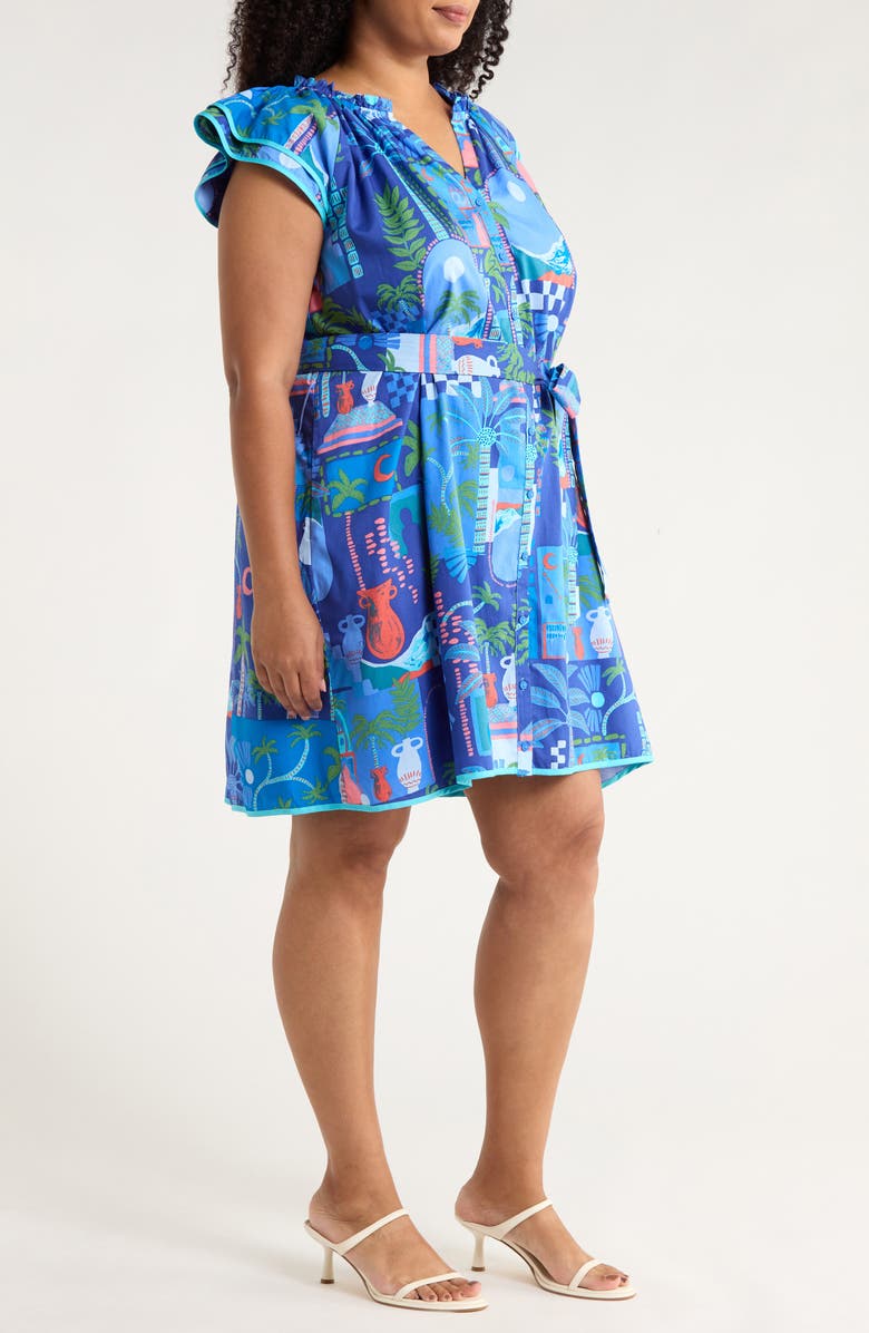 SUGARLIPS Punta Alta Olera Ruffle Shirtdress, Alternate, color, Cobalt-Combo