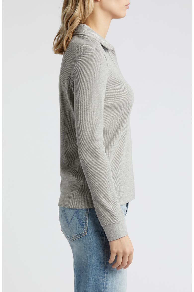 Long Sleeve Thermal Polo, Alternate, color, GREY HEATHER