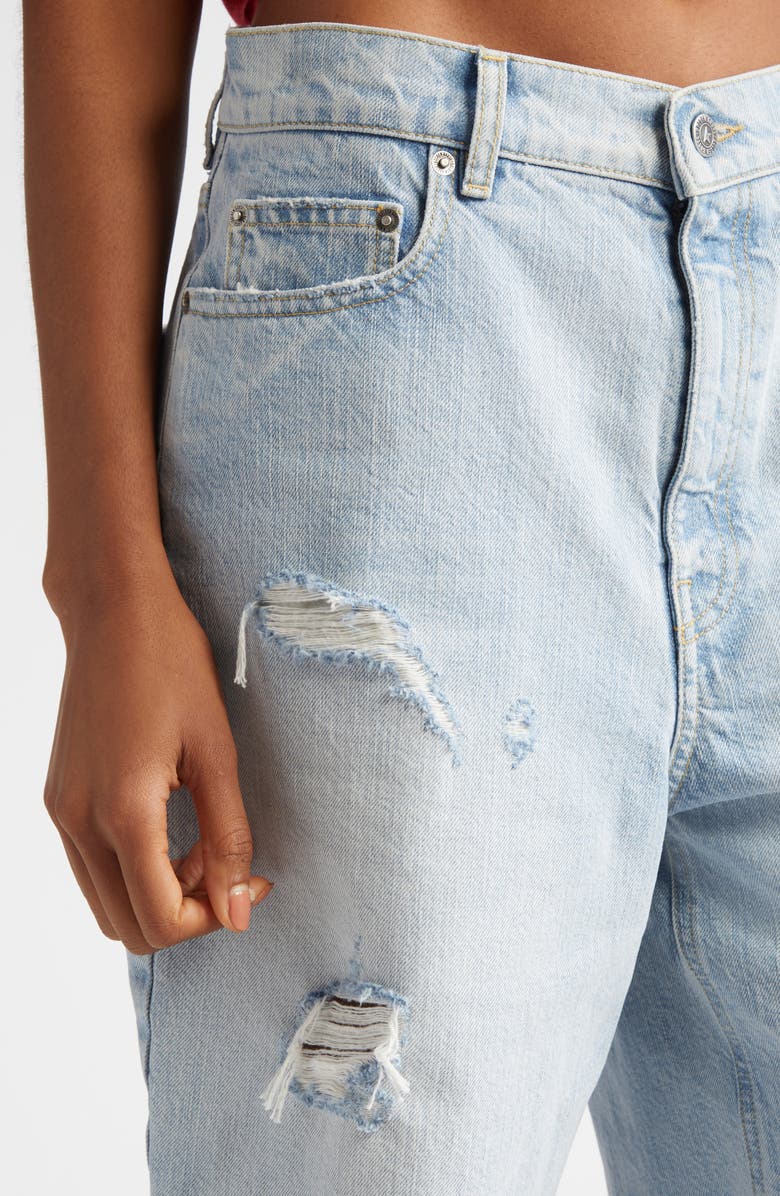 Golden Goose Marsha Destroyed Cutoff Denim Bermuda Shorts, Alternate, color, Cloud Blue