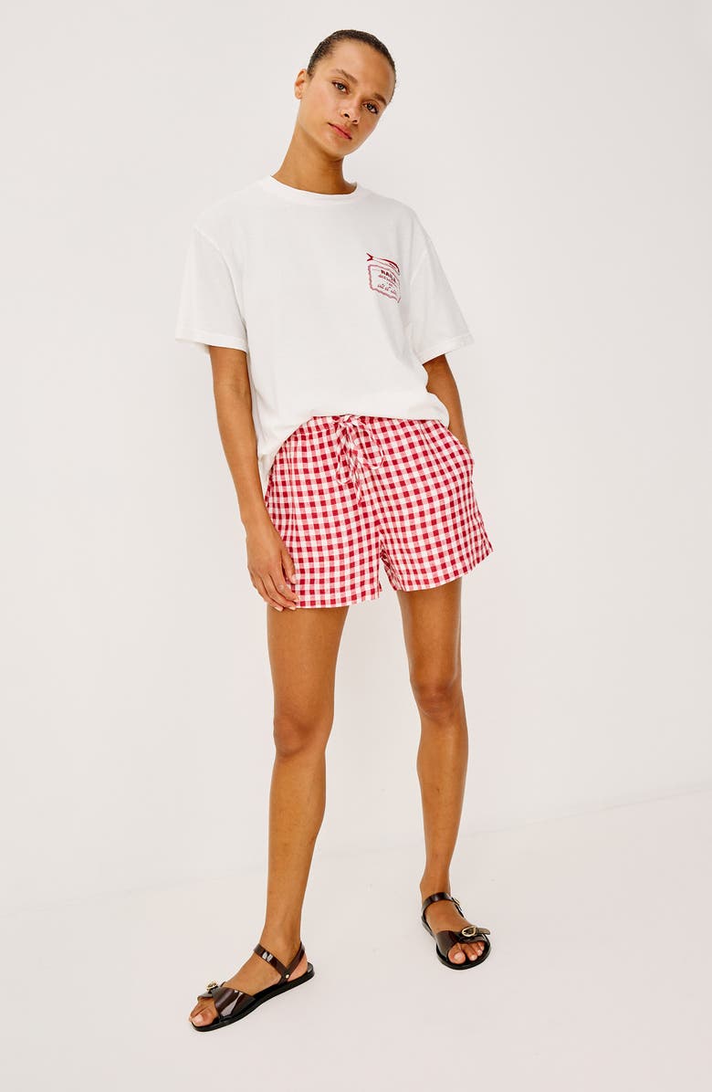 Rails Jenner Gingham Pull-On Linen Shorts, Alternate, color, Picnic Check