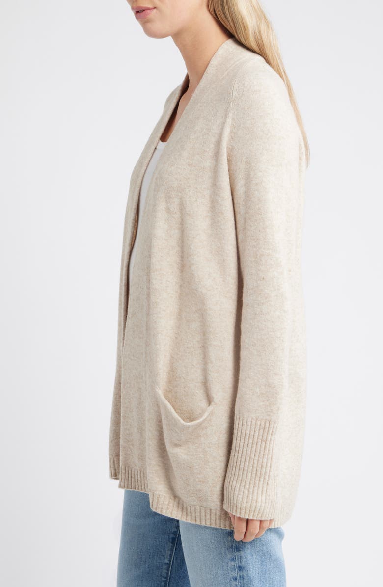 Caslon<sup>®</sup> Open Front Cardigan, Alternate, color, Tan Doeskin Heather