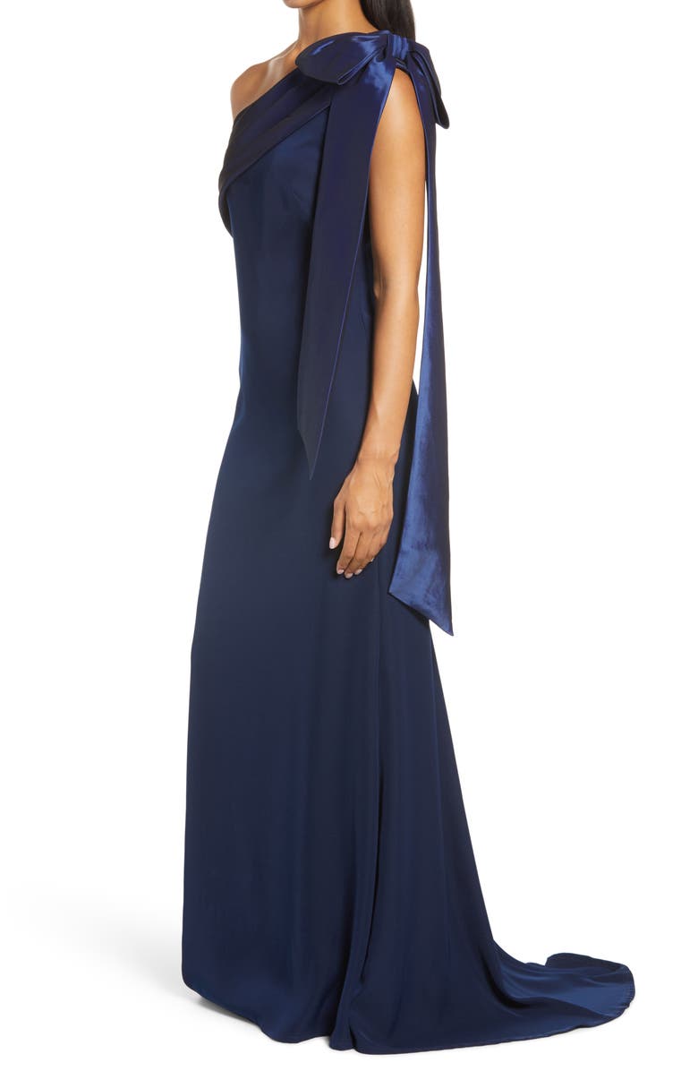 Tadashi Shoji One-Shoulder Crepe Column Gown, Alternate, color, 
