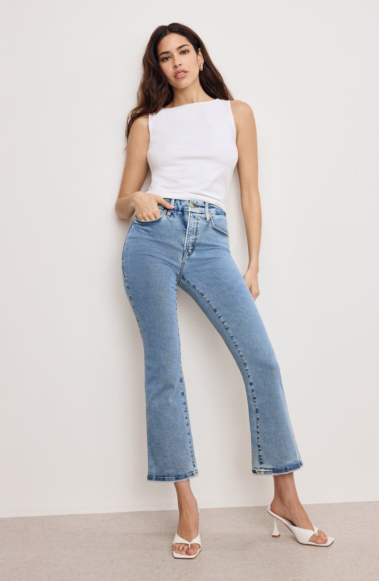 Good American Good Legs Crop Bootcut Jeans, Alternate, color, Blue