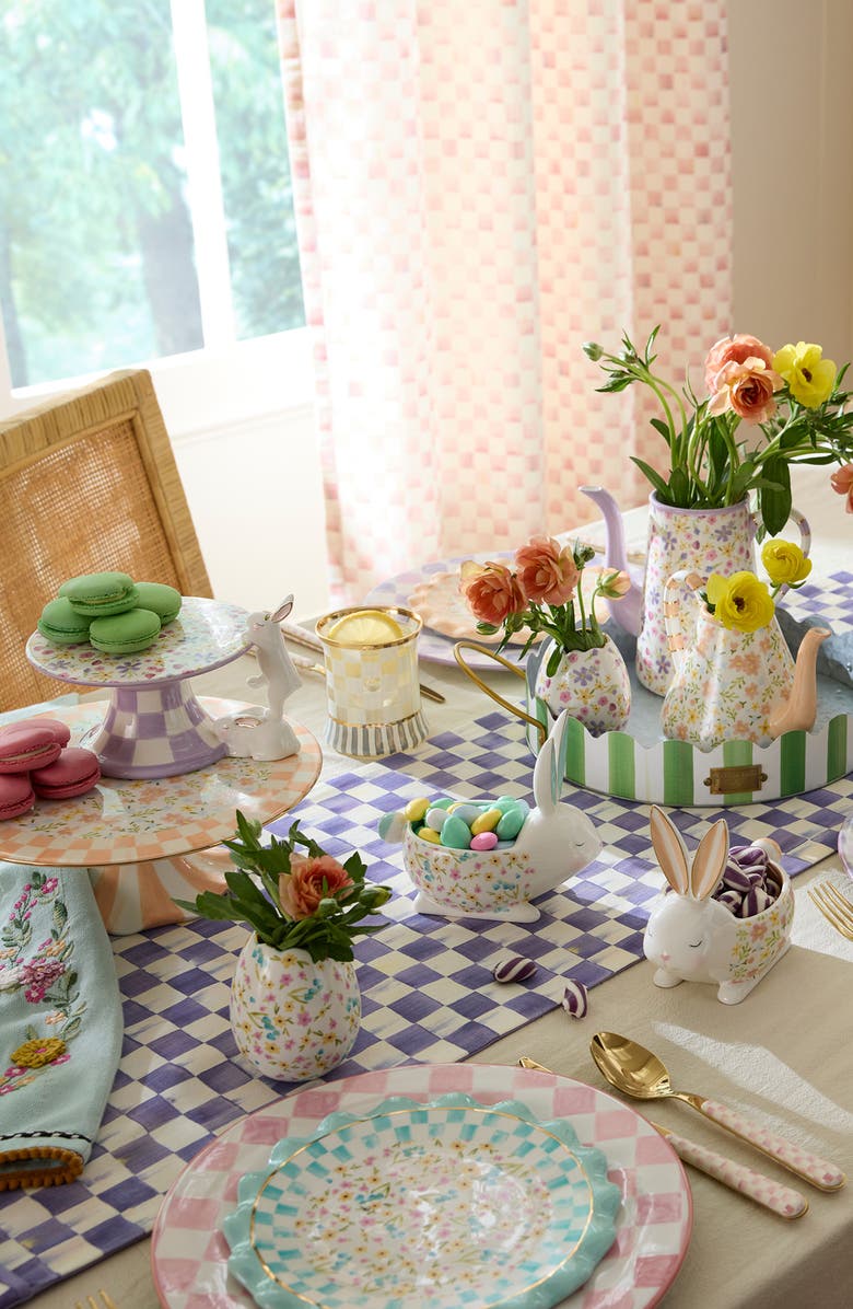 MACKENZIE CHILDS Violet Check Table Runner, Alternate, color, Violet