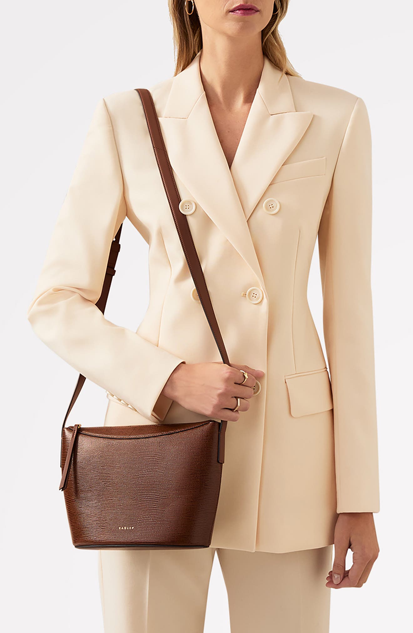 Radley The Kensal Lizard Embossed Small Crossbody Bag, Alternate, color, Saddle