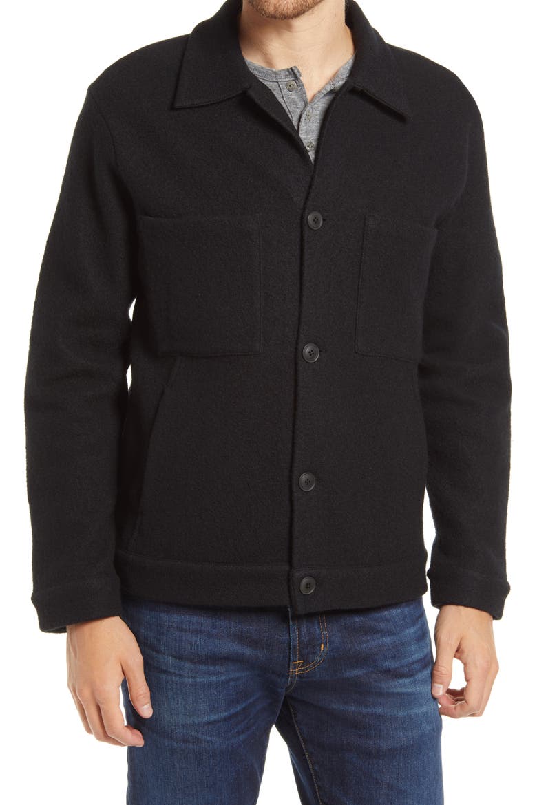 Alvin Boiled Wool Jacket, Alternate, color, BLACK