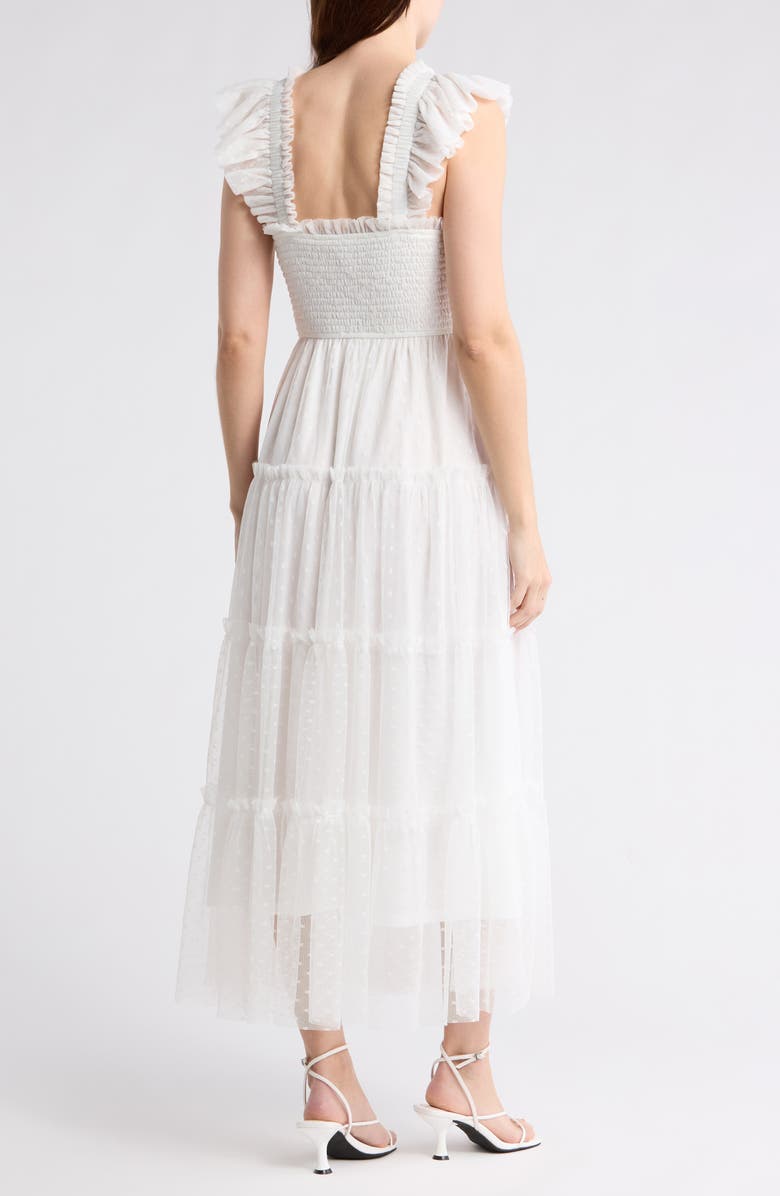 Blu Pepper Mesh Smocked Tiered Midi Dress, Alternate, color, White