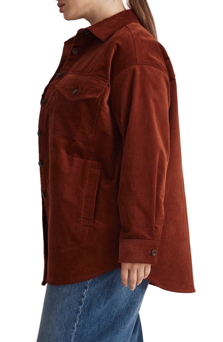 Madewell Corduroy Twill Oversize Shirt Jacket, Alternate, color, Stained Mahogany
