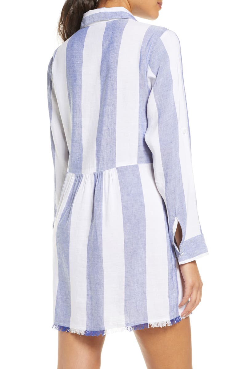 Tommy Bahama Rugby Beach Stripe Cover-Up Tunic Shirt, Alternate, color, 