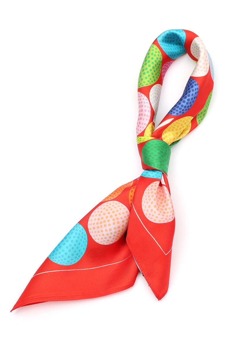 golf balls silk bandana, Alternate, color, RED MULTI