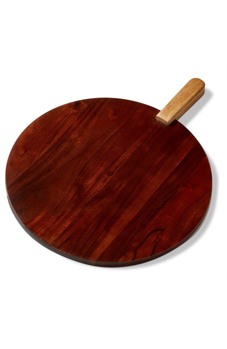 tag Verge Round Board Natural Mango Wood Everyday Serving Tray, Main, color, Black