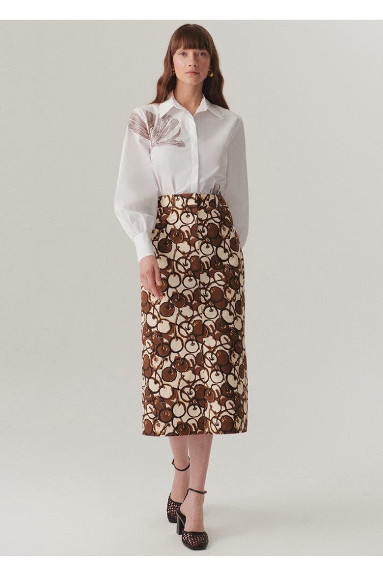 Ayla Floral Stitch Shirt, Alternate, color, BONE