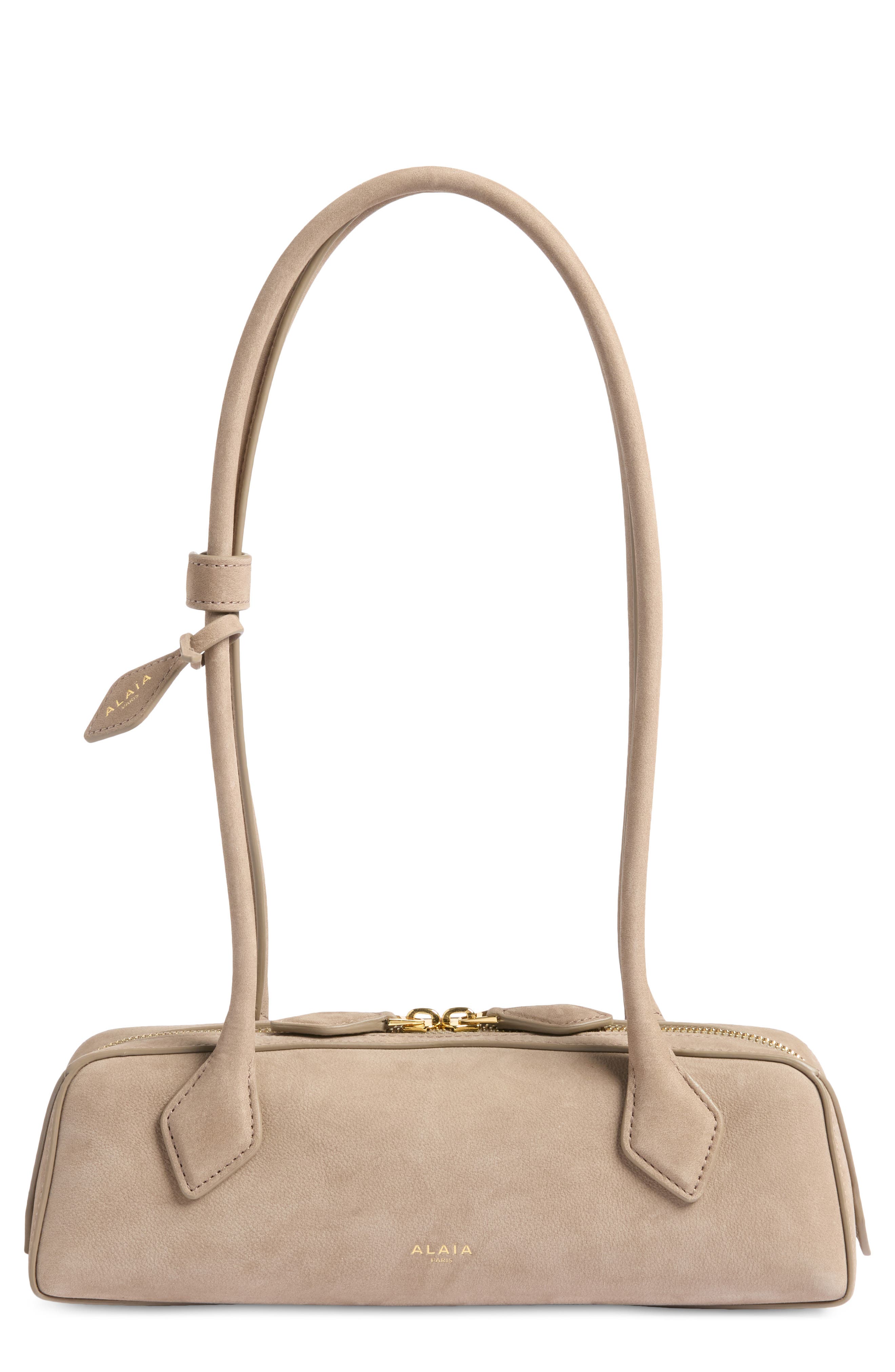 Le Teckel Small Nubuck Leather Shoulder Bag, Main, color, BRUME
