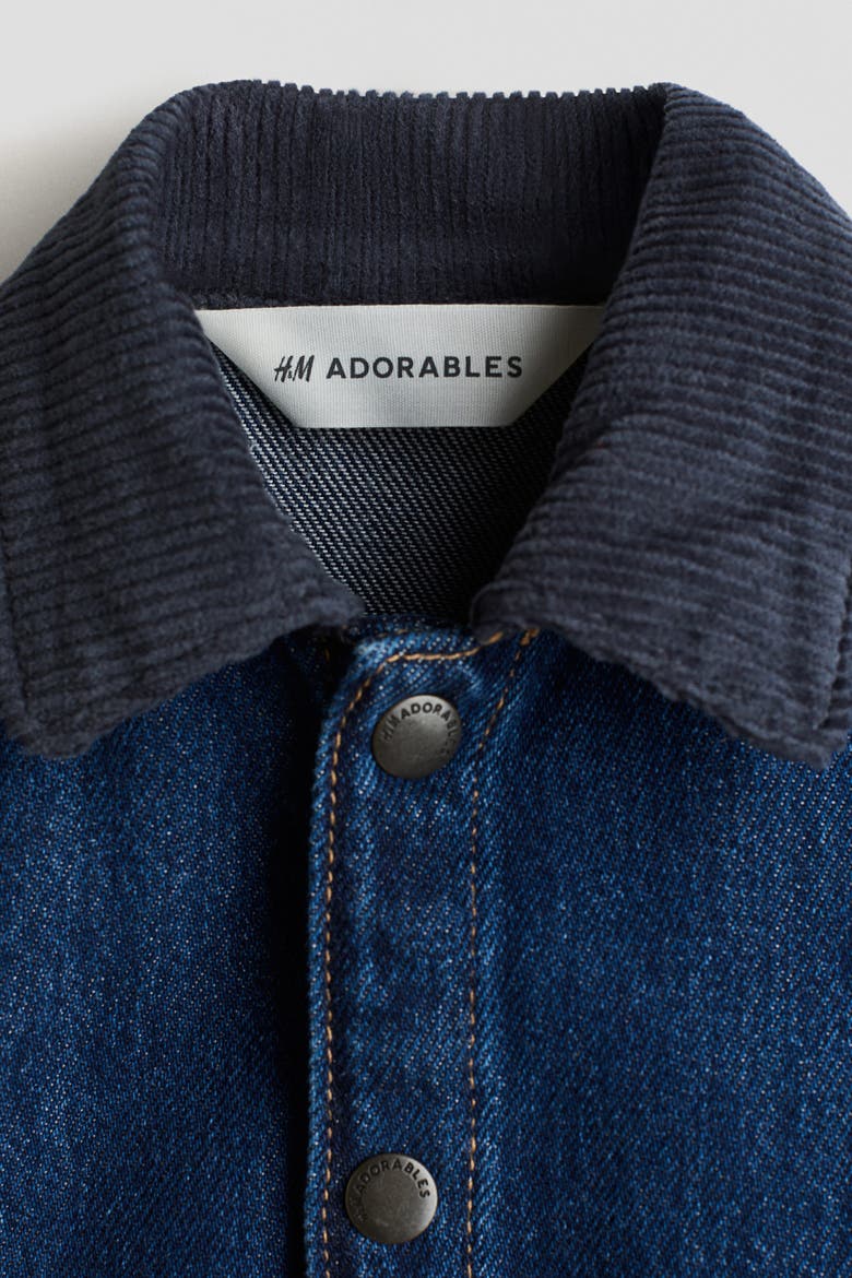 Denim Jacket With Corduroy Collar, Alternate, color, Dark denim blue