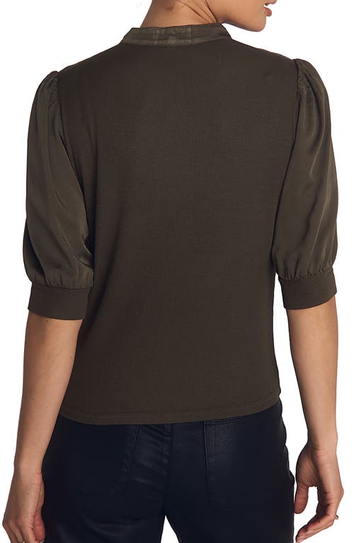 Bella Dahl Mixed Media Elbow Sleeve Popover Top In Gray