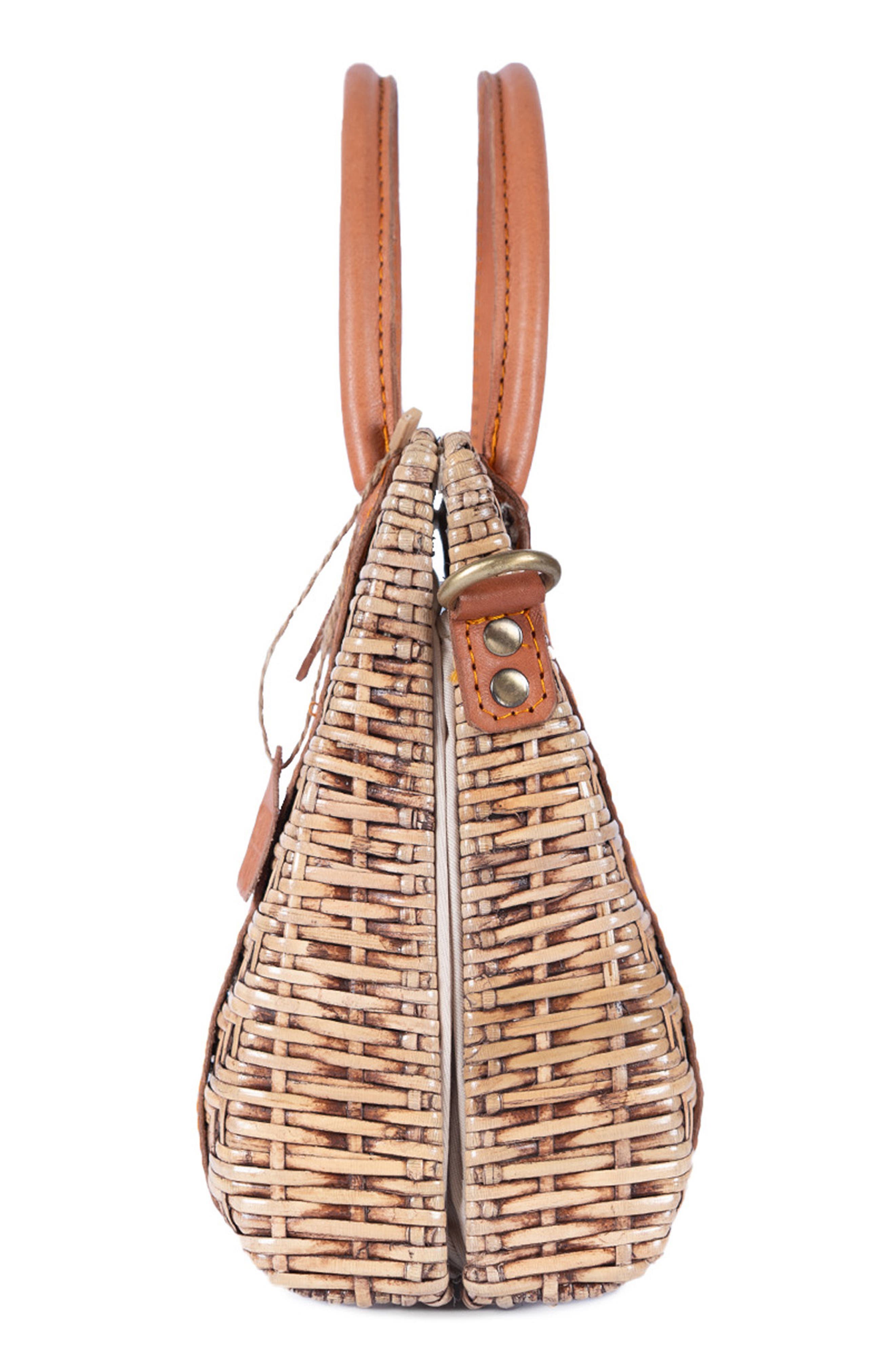 Jelavu Morgana Rattan & Leather Shoulder Bag, Alternate, color, Tan
