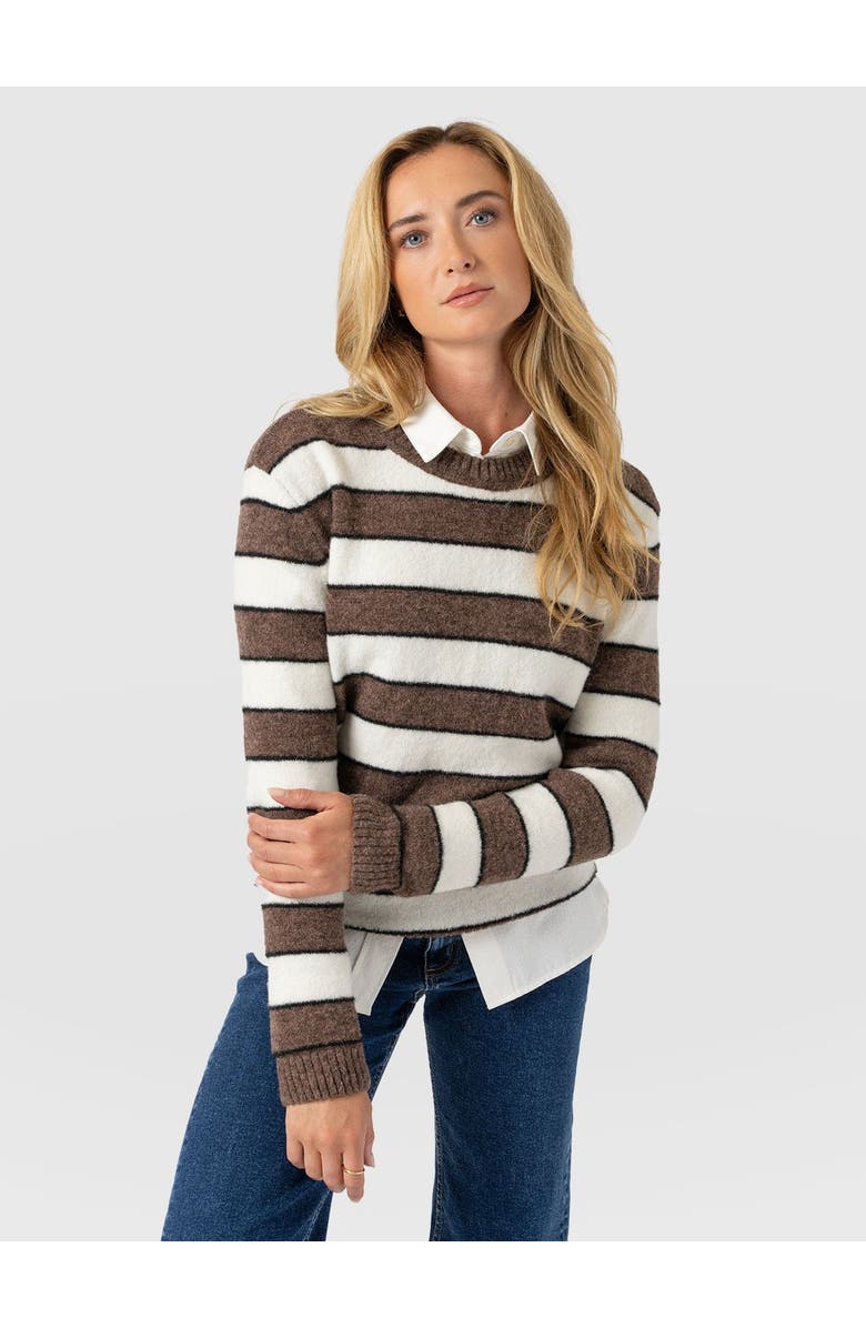 Saint + Sofia Azura Knit Sweater, Alternate, color, Brown Stripe