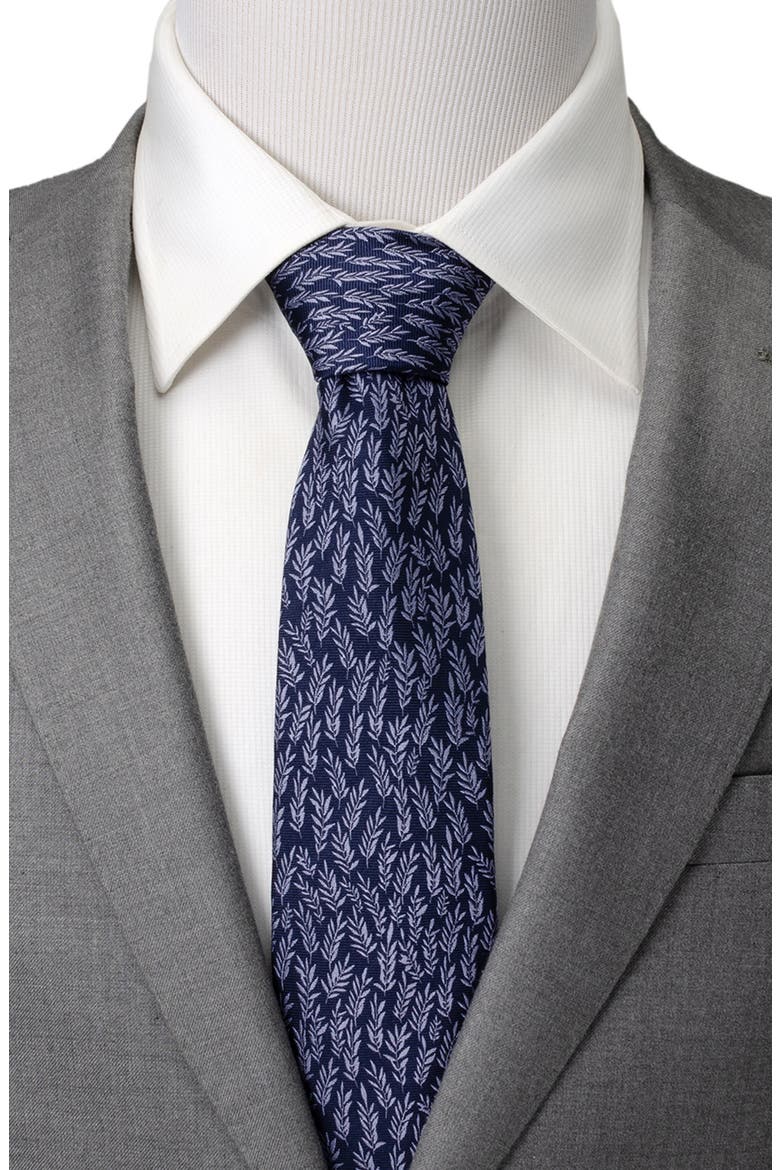 Blue Leaf Silk Tie, Alternate, color, BLUE