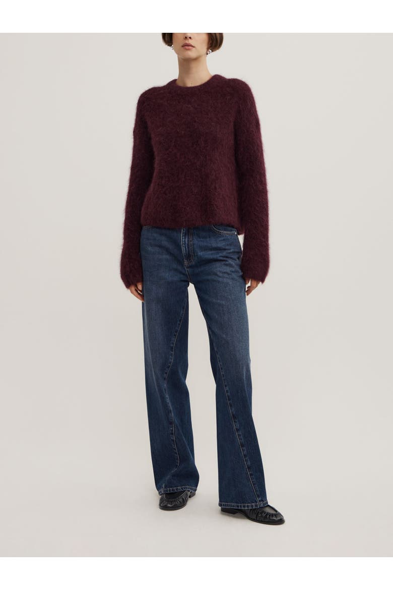 Fluffy Crew Knit Sweater, Alternate, color, Aubergine