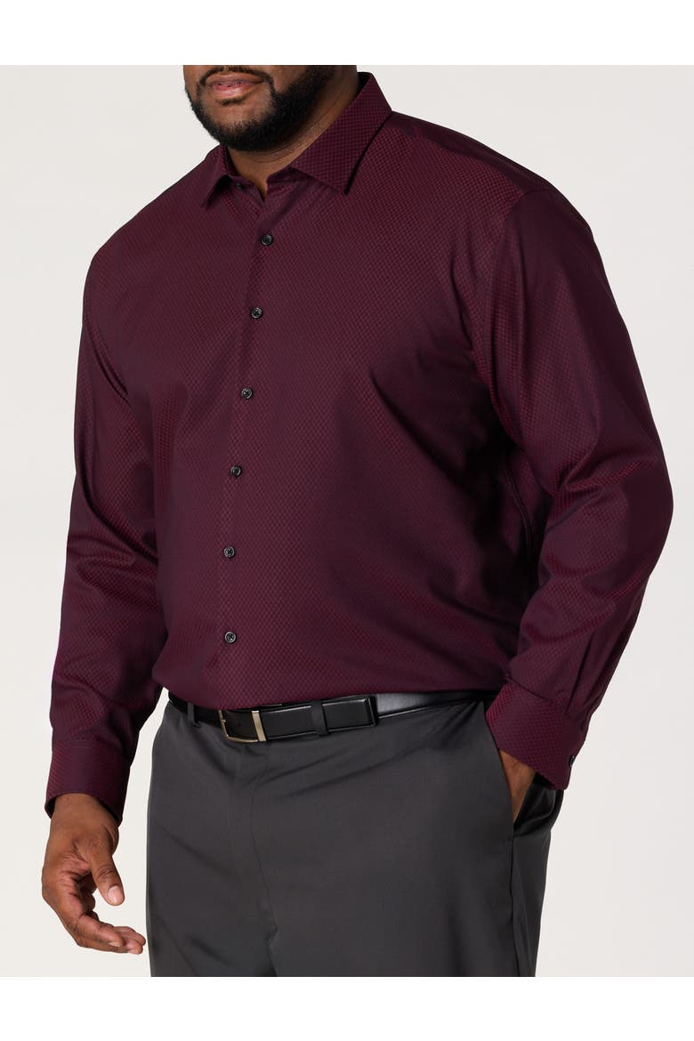 Big & Tall Textured Wrinkle-Free Dress Shirt, Main, color, BURGUNDY