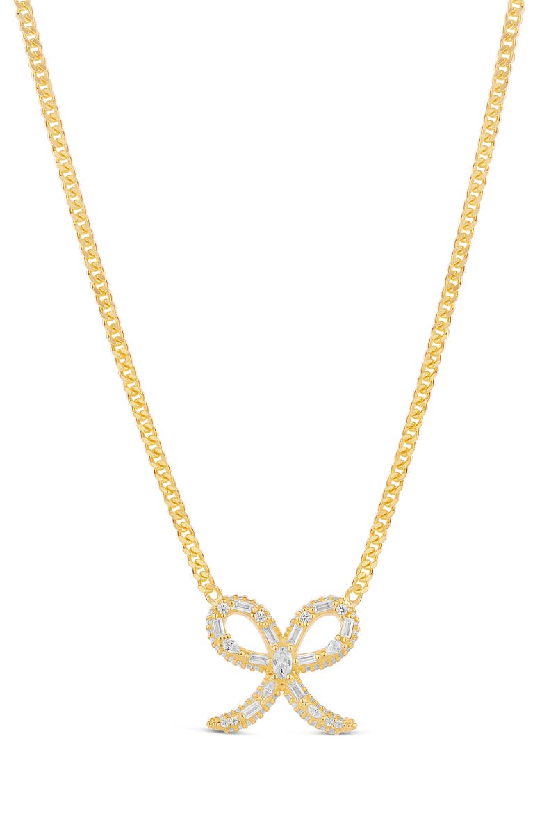 SHYMI Cubic Zirconia Ribbon Pendant Necklace, Main, color, Gold