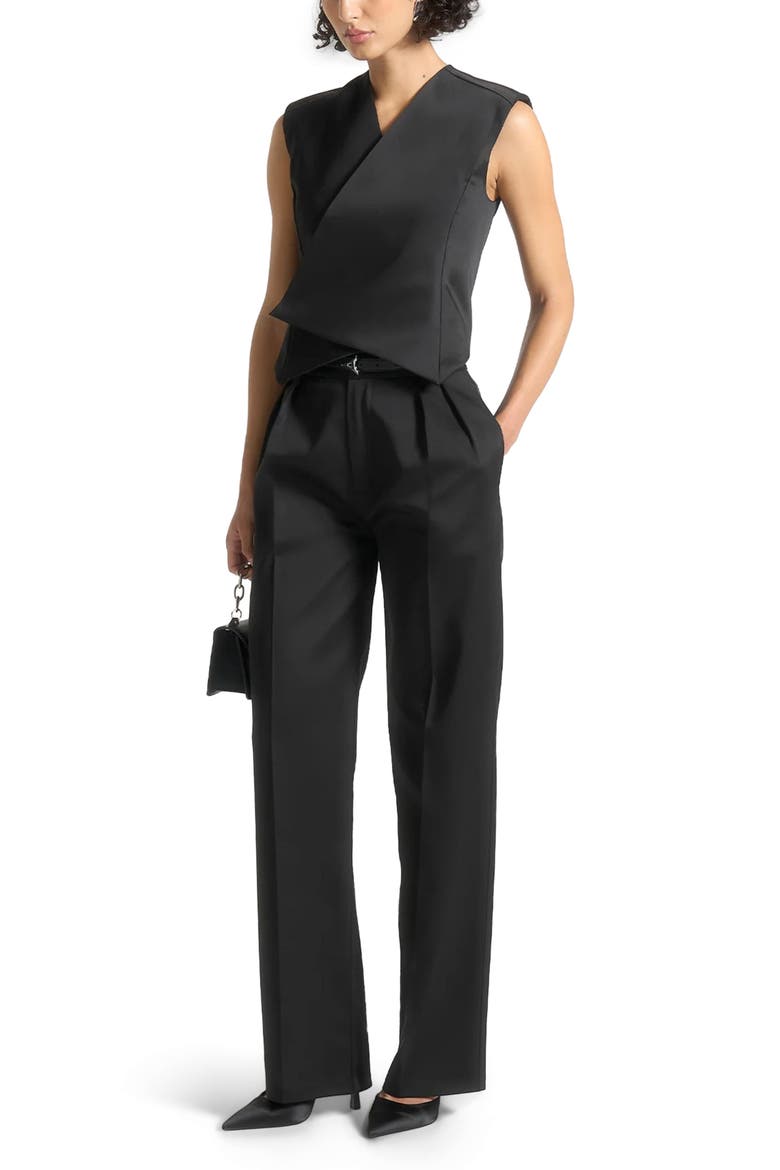 Laurence Sateen Wrap Waistcoat, Alternate, color, Black