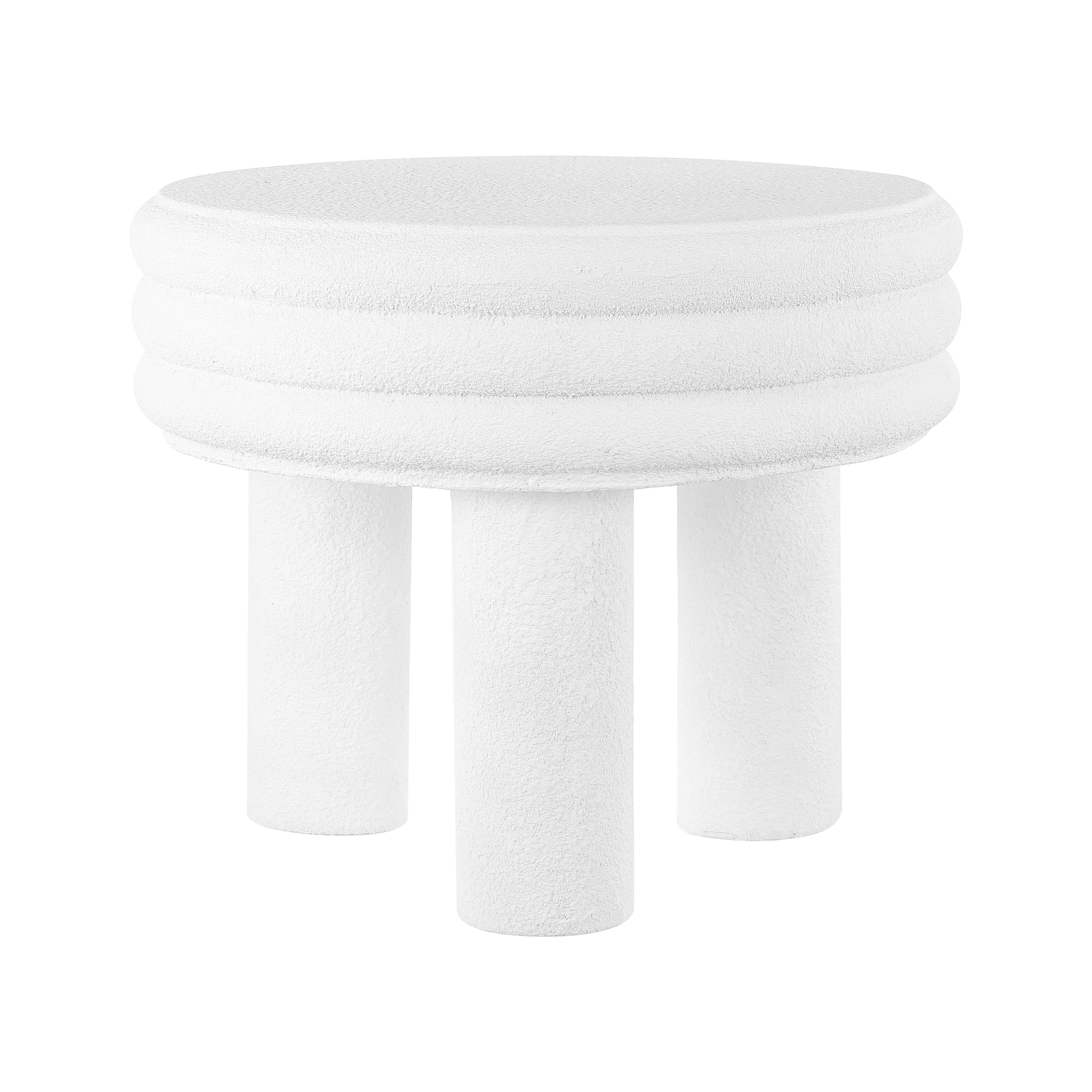 JONATHAN Y Rashida Contemporary Minimalist Curvy Low Indoor/Outdoor Accent Table in White Frosted 