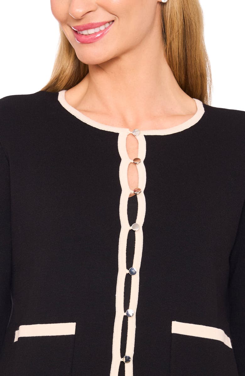 CeCe Tipped Cardigan, Alternate, color,