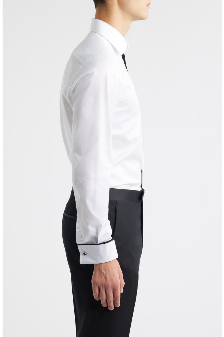 Slim Fit White Non-Iron Cotton Twill Tuxedo Shirt, Alternate, color, WHITE
