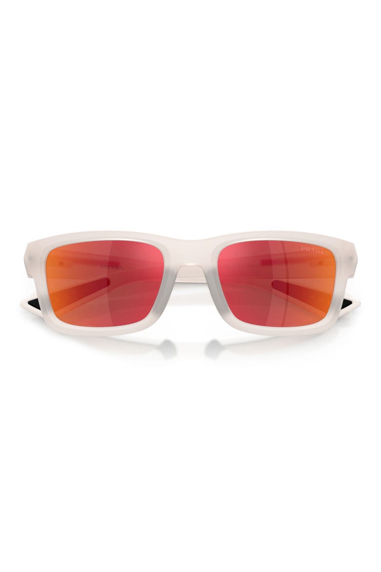 54mm Mirrored Irregular Sunglasses, Alternate, color, CRYSTAL / BROWN ORANGE
