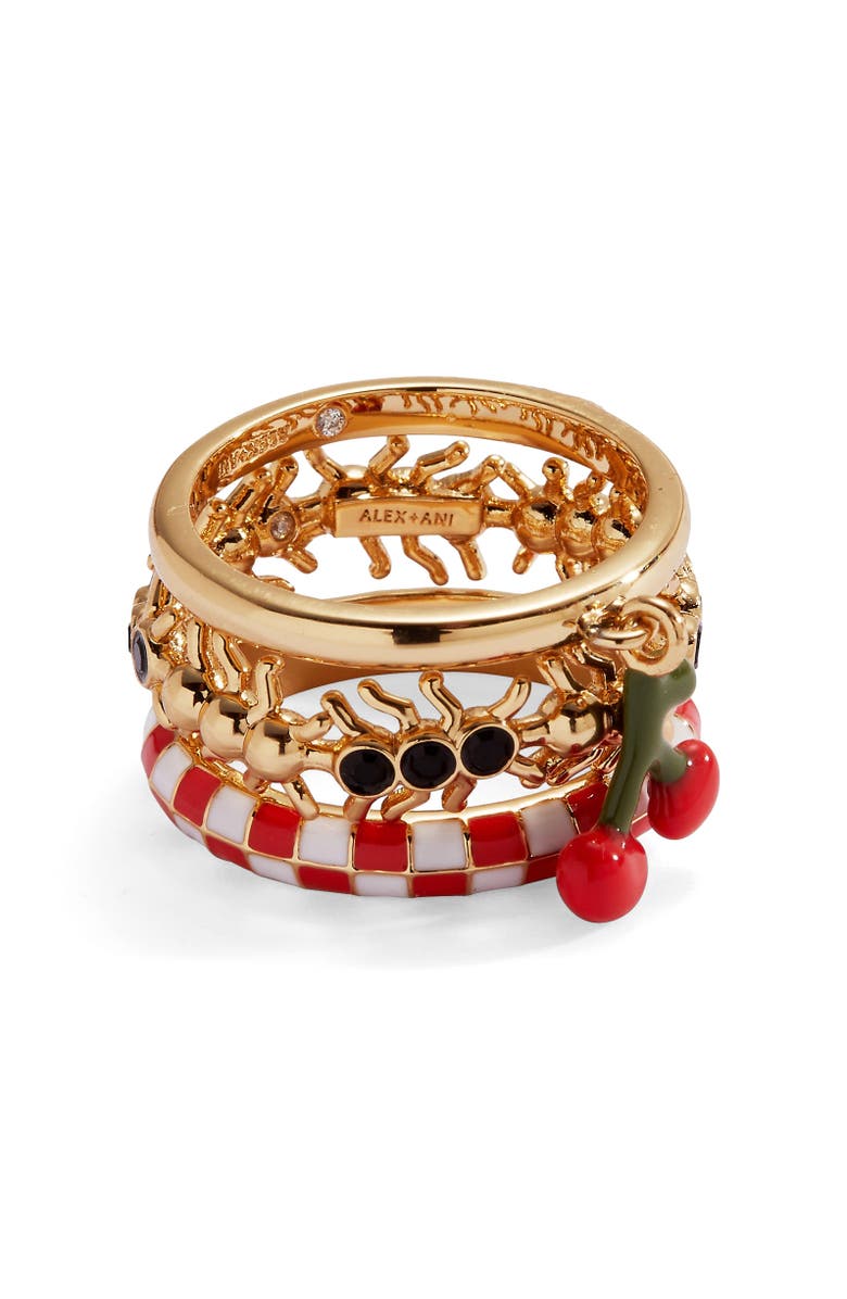 Alex and Ani Picnic Ring Stack, Main, color, Red