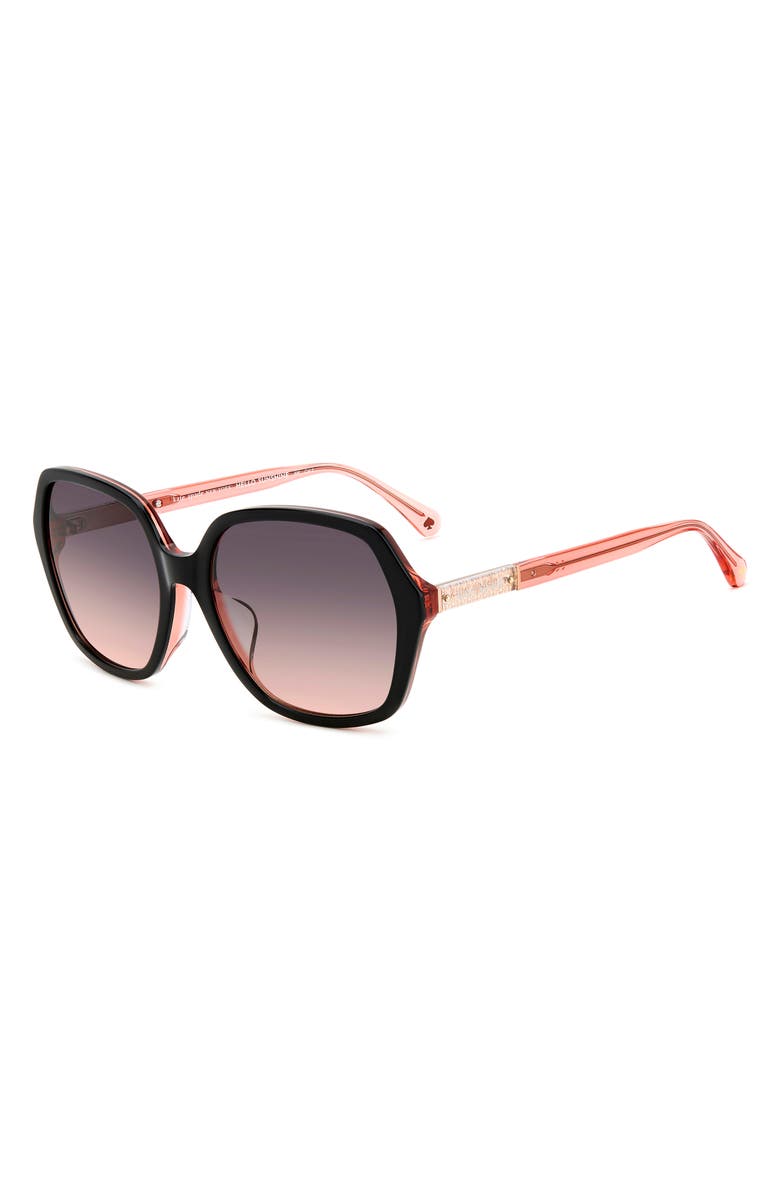 Kate Spade New York ellery 57mm square sunglasses, Alternate, color, Black Pink