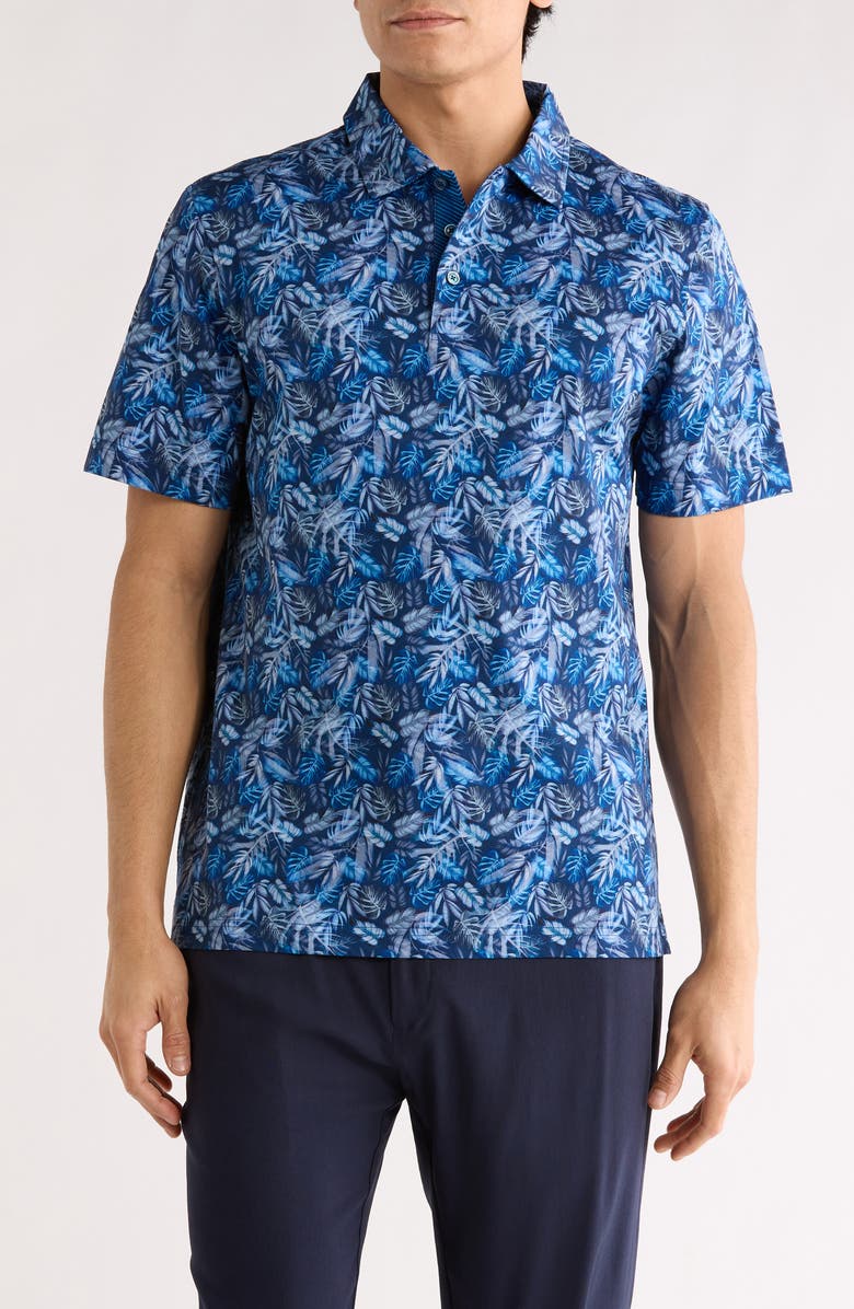 Bugatchi Myron OoohCotton<sup>®</sup> Short Sleeve Button-Up Shirt, Main, color, Night Blue
