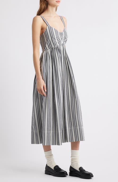 The Great . The Reyes Stripe Cotton Midi Sundress In Parchment Stripe
