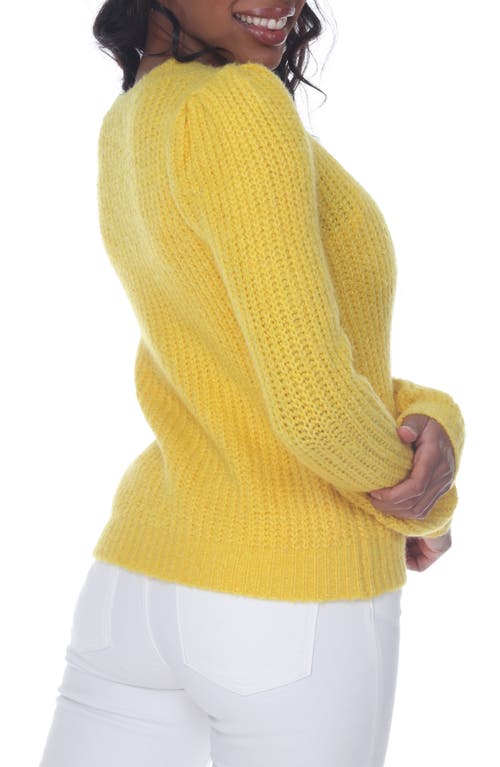 Rain And Rose Rib Crewneck Sweater In Yellow
