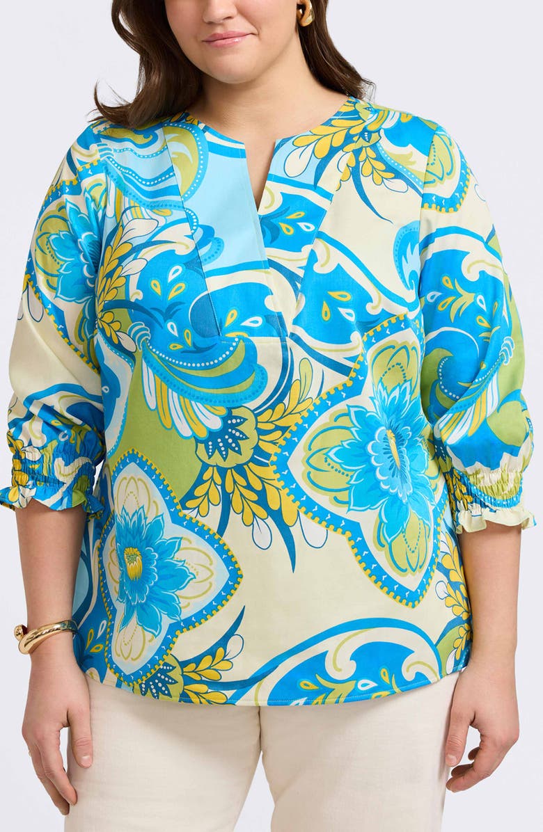 Foxcroft Alicia Floral Cotton Popover Top, Main, color, 