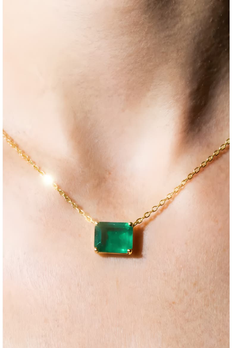 The Green Solitaire Pendant Necklace, Alternate, color, GOLD