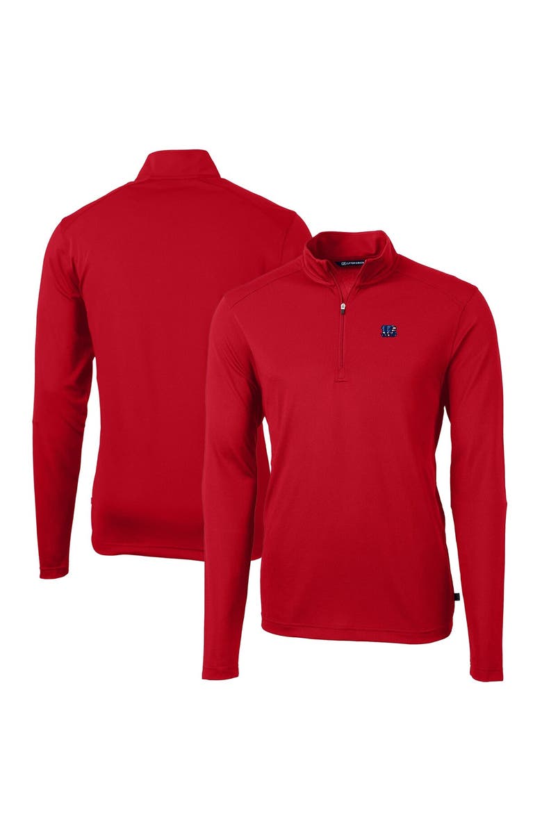 Cutter & Buck Men's Cutter & Buck Red Cincinnati Bengals Big & Tall Virtue Eco Pique Recycled Quarter-Zip Jacket, Main, color, 
