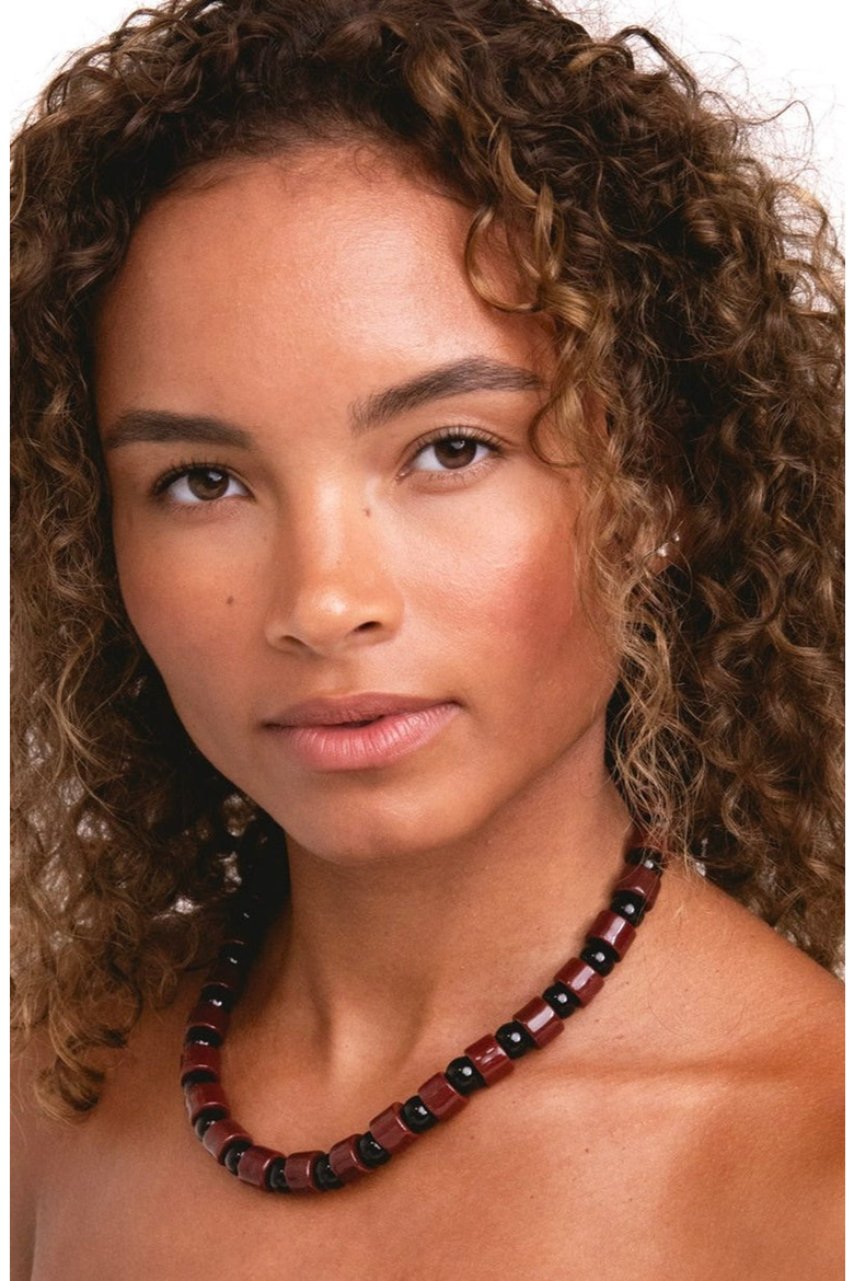 Bead One Sundry Necklace, Alternate, color, Walnut & Onyx