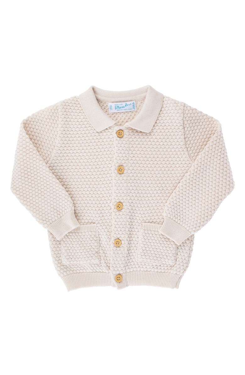 Feltman Brothers Popcorn Stitch Cotton Cardigan, Main, color, Ecru