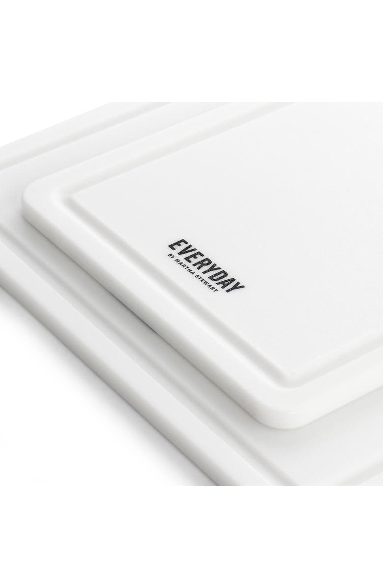 Martha Stewart Everyday Fayer 2 Piece Polypropylene 16in and 12in Cutting Board Set, Alternate, color, White